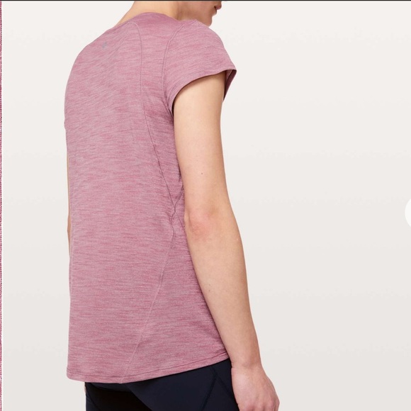 Lululemon Another Mile Short Sleeve T Shirt Heathered Figue Run Pink T Shirt - Picture 2 of 9